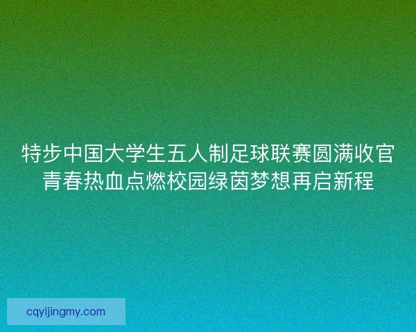 特步中国大学生五人制足球联赛圆满收官青春热血点燃校园绿茵梦想再启新程